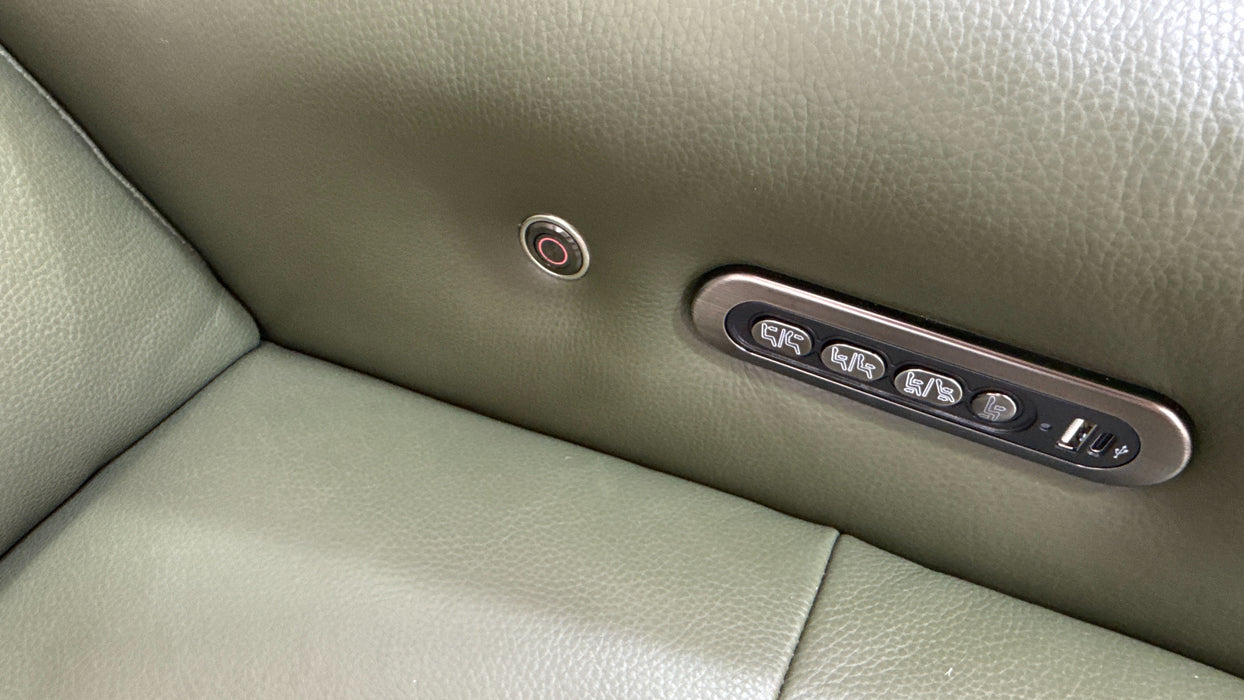 Sofology Jax Leather 3 Corner 1.5 Power Recliner/Headrest Heated Seats Lumbar Support in Trusty Embossed Dark Olive