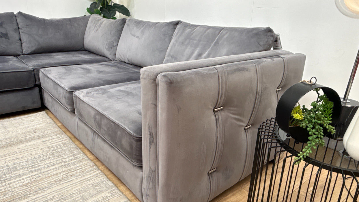 Sofology Titan Fabric 1 Corner 2 Full Back in Titan Smooth Velvet Steel/Grey Mix