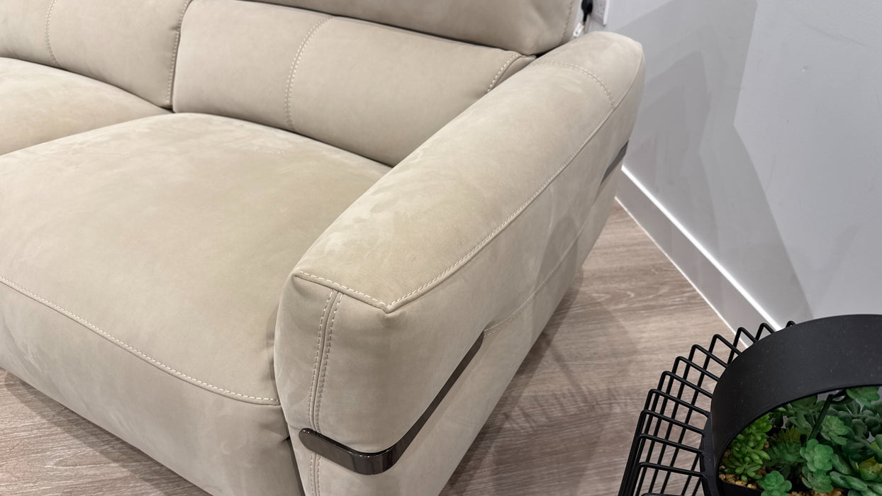 Sofology Arlington Fabric Chaise 3 Seater Power Recliner/Headrest in Lifestyle Nubuck Feel Stone