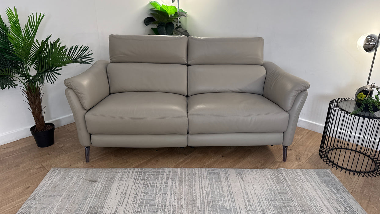 Sofology Missouri Leather 2.5 Power Recliner/Headrest in Trusty Sheen Lead Grey