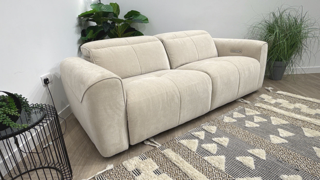 Sofology Riviera 2.5 Power Recliner Fabric Sofa in Chenille Cotton