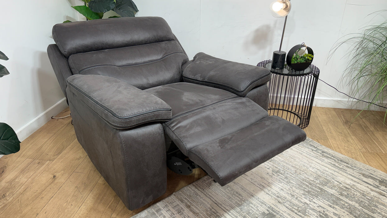 DFS The View Fabric Cinema Power Recliner & Arm Control in Charcoal
