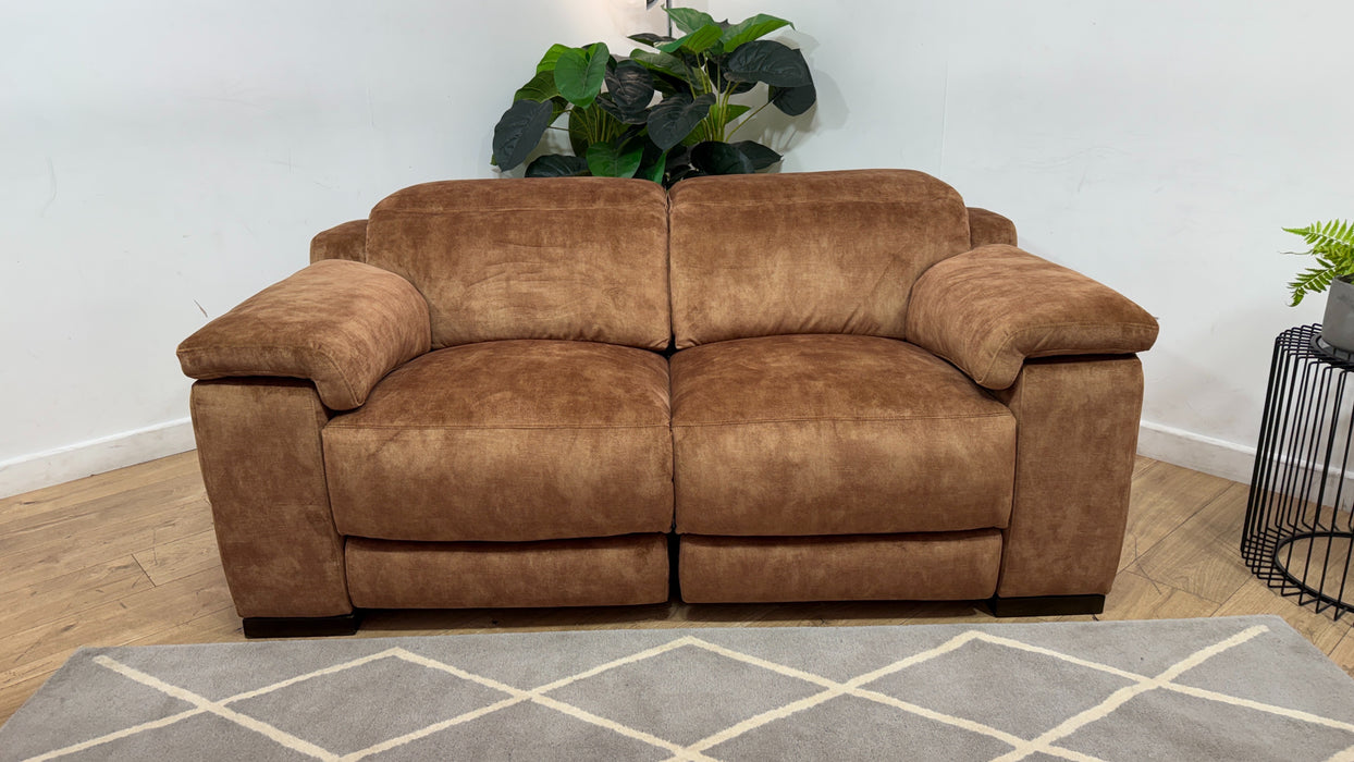 Sofology Laurence Fabric 2 Seater Power Recliner/Headrest in Washed Velvet Rust