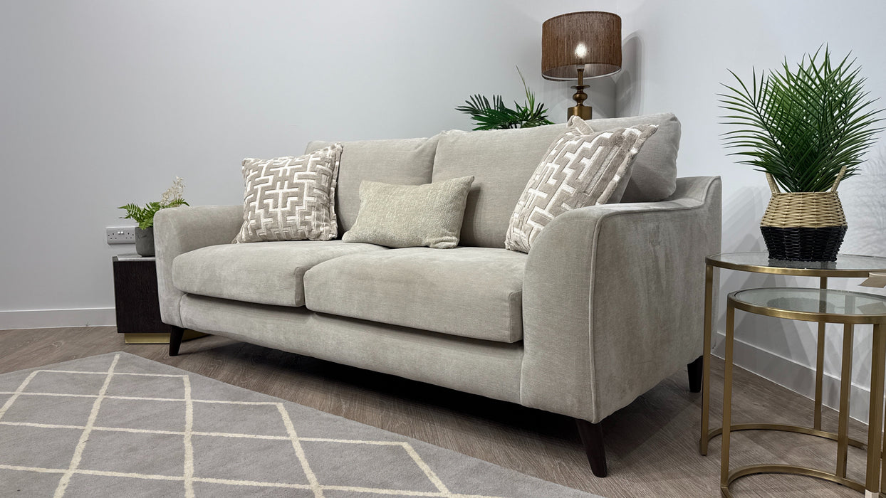 Sofology Mayfair Fabric 3 Seater Foam Seats in Soft Chenille Linen/Pearl Mix