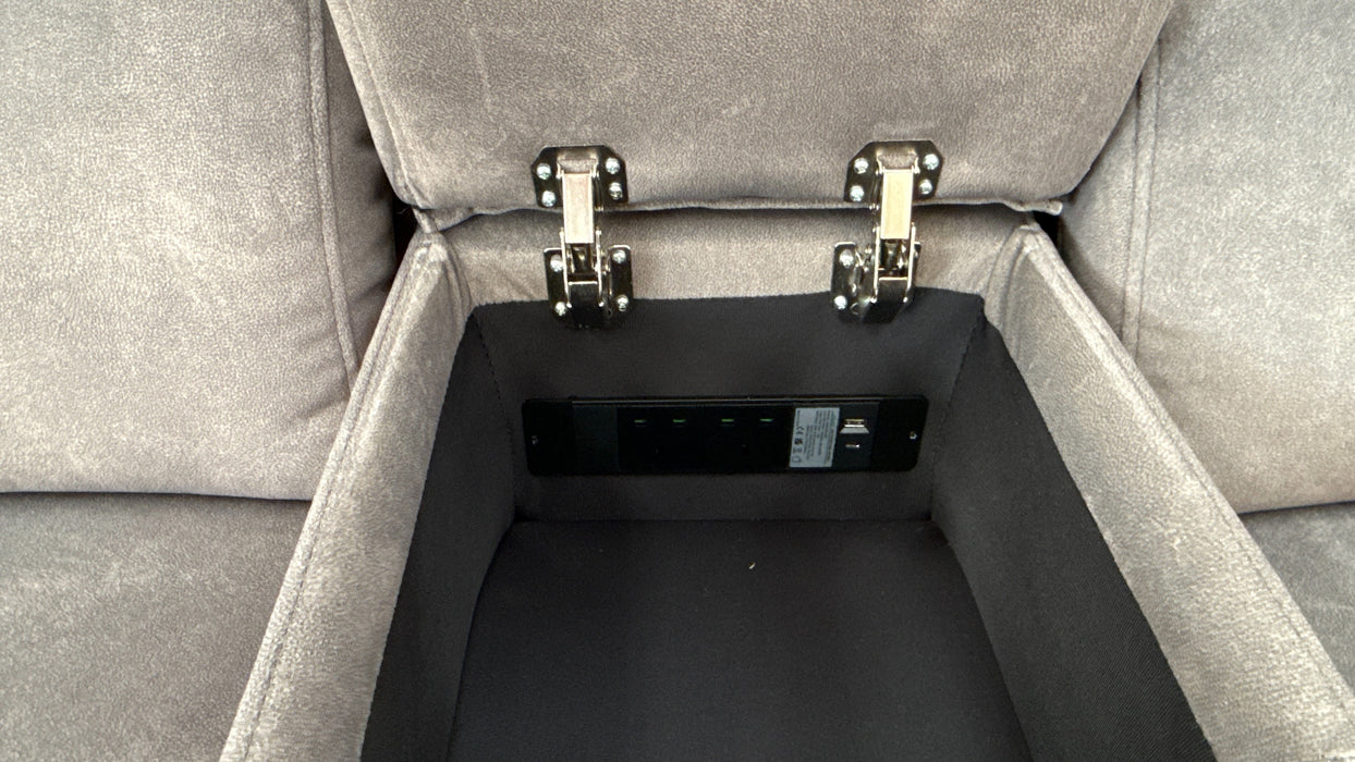 Sofology The Ravello Fabric 1 Corner 2 Power Recliner/Headrest Lumbar in Lifestyle Flecked Mineral Green