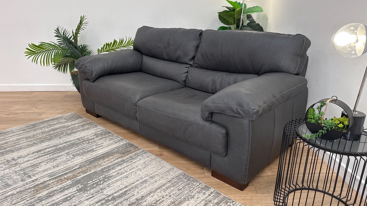 Sofology The Santino 2 Seater Leather Sofa in Apollo Grey