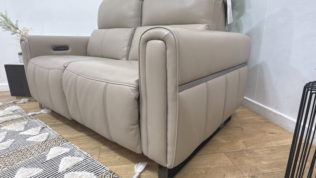Sofology Ravello Leather 2.5 Seater Power Recliner/Headrest Lumbar Support in Trusty Embossed Stone