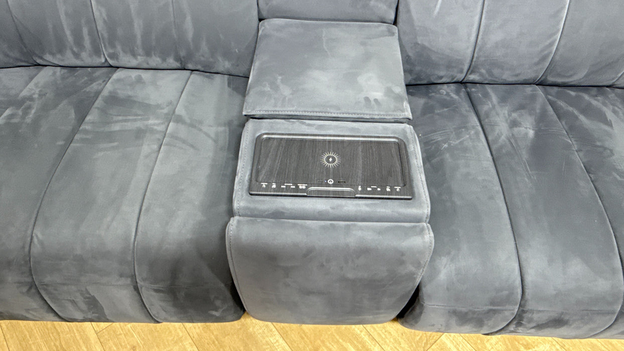 Sofology Paramount Fabric 2.5 Seater Console Power Recliner/Headrest Speakers in Lifestyle Nubuck Feel Charcoal