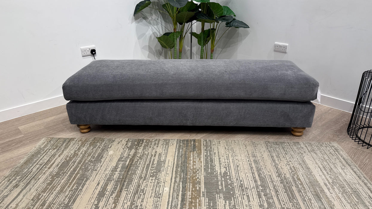 Sofology Hampton Fabric Large Storage Footstool in Soft Chenille Steel