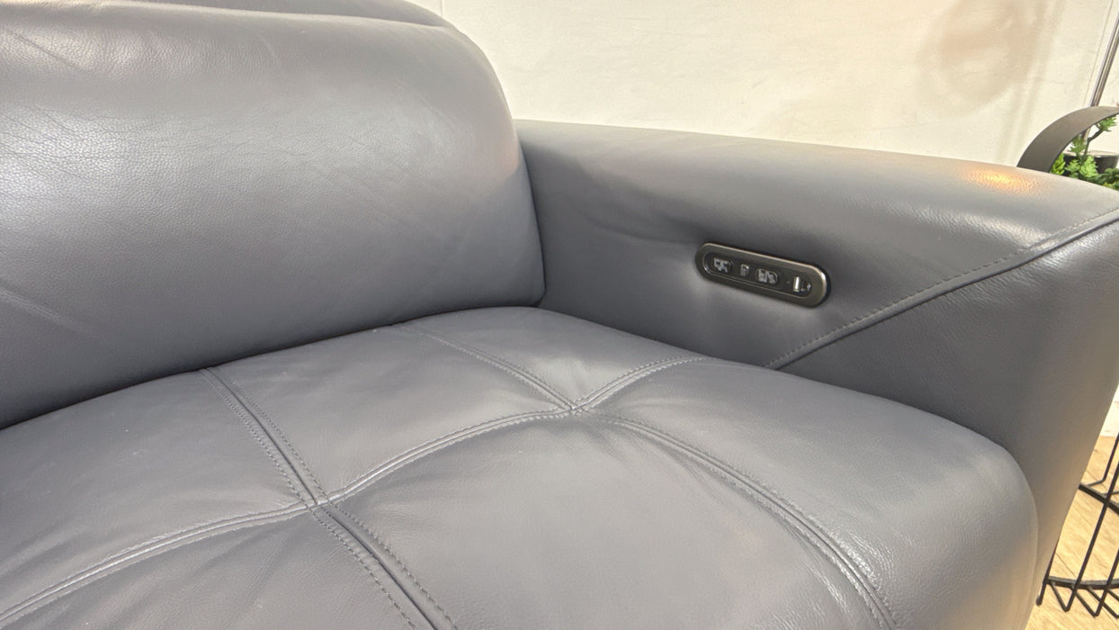 Sofology Marvella Leather 2 Seater Power Recliner/Headrest in Trusty Sheen Lavender Grey