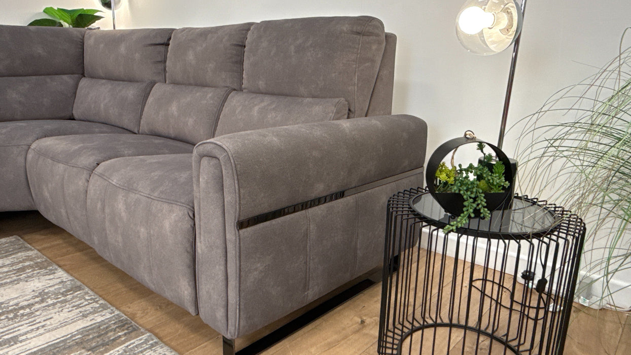 Sofology The Ravello Fabric 1 Corner 2 Power Recliner/Headrest Lumbar in Lifestyle Flecked Mineral Green