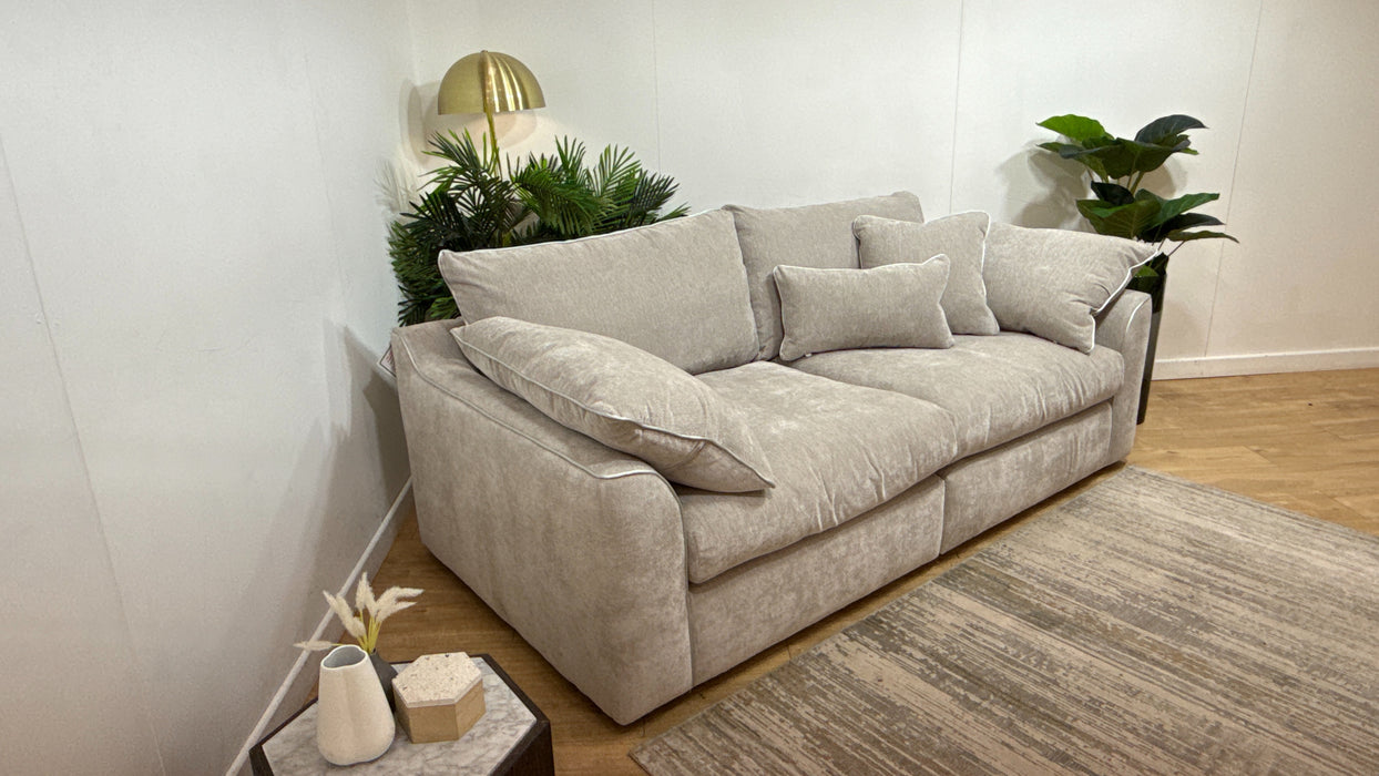 Sofology Georgio Fabric 4 Seater Split Feather Flex Seats in Lifestyle Plush Chenille Stone Mix