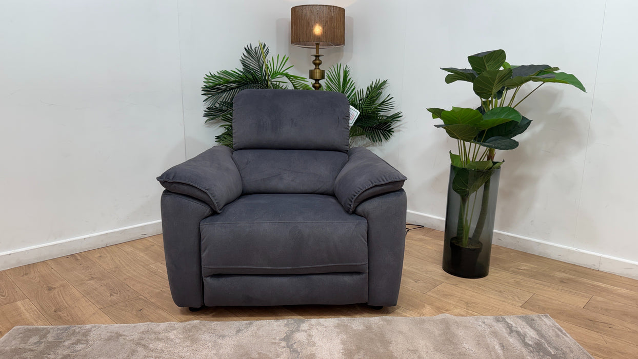 Sofology Hugo Fabric Chair Power Recliner/Headrest in Lifestyle Flecked Charcoal