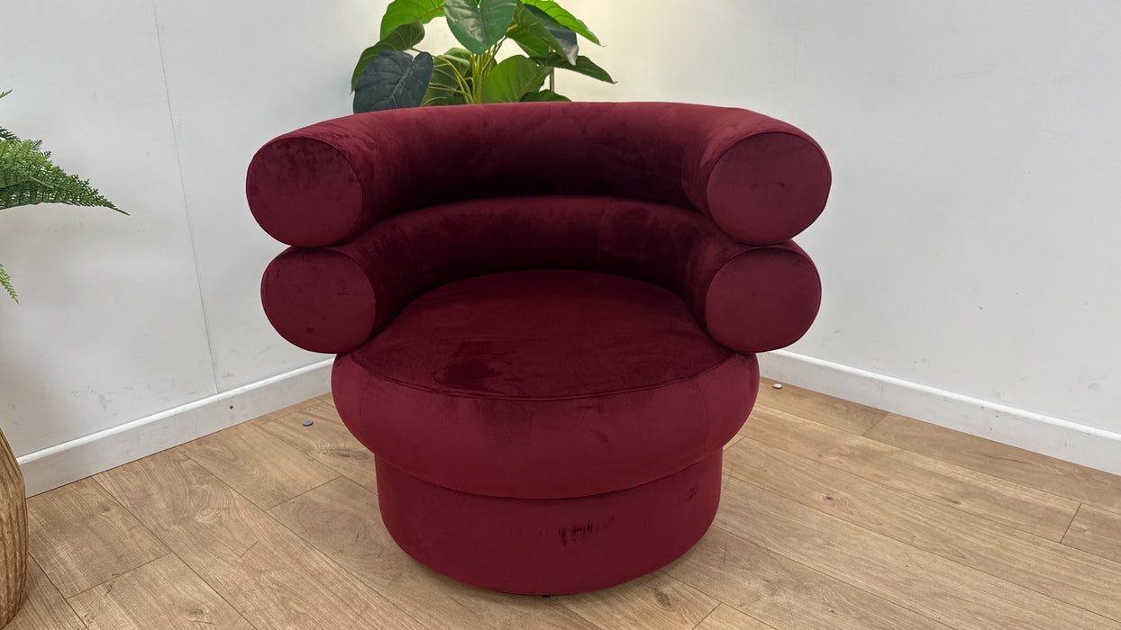 Sofology The Fitzrovia Swivel Chair in Matt Velvet Wine All Over Without Trim