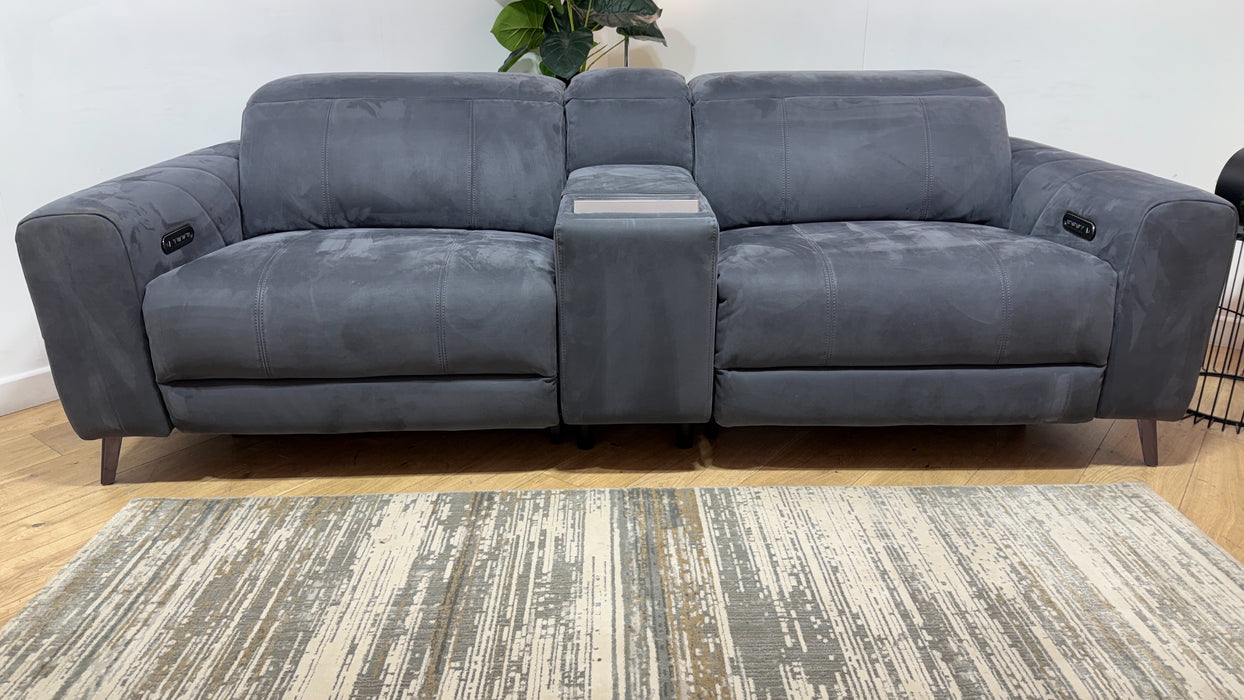 Sofology Allure Fabric 2.5 Seater Screen Console Power Recliner/Headrest Heated Seats Lumbar Speakers in Lifestyle Nubuck Feel Charcoal