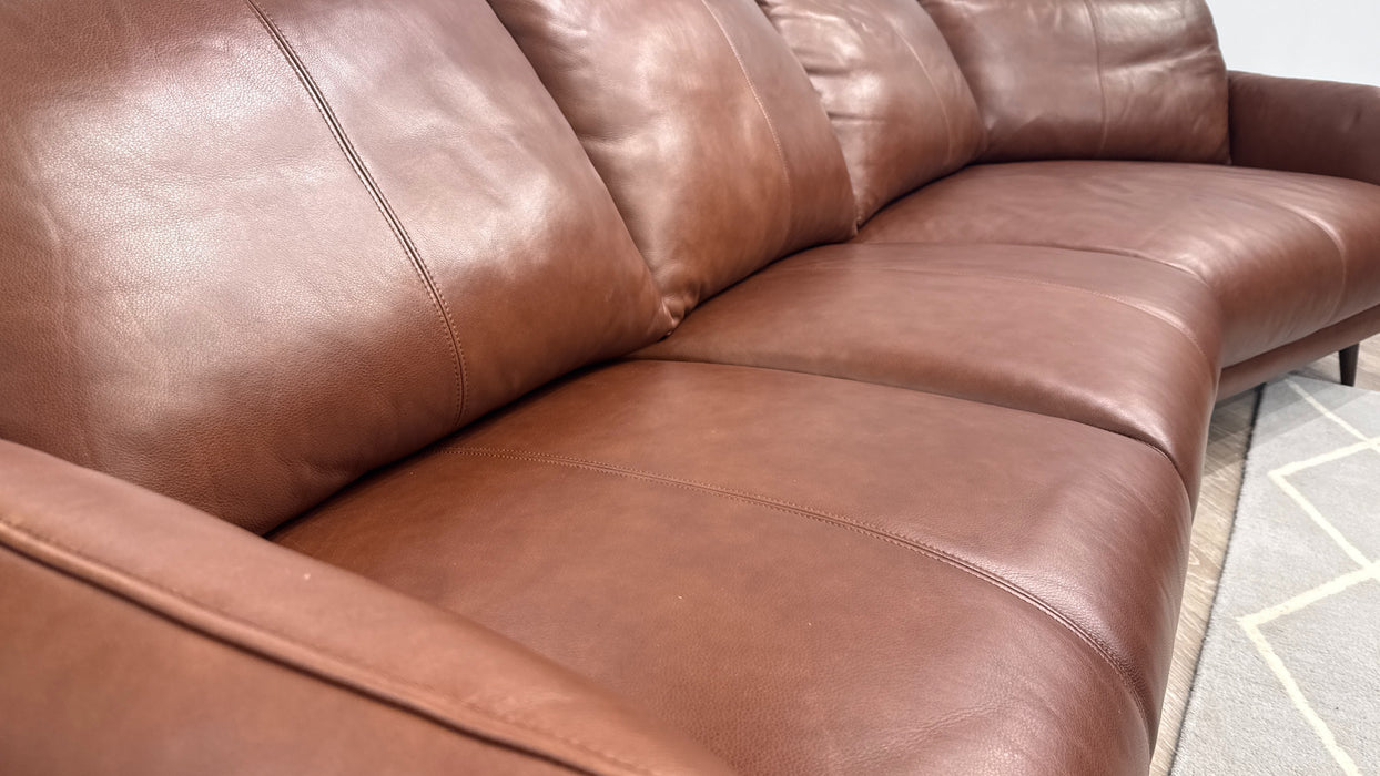 Sofology Adler Leather 4 Seater Asymmetric in Relaxed Soft Brown