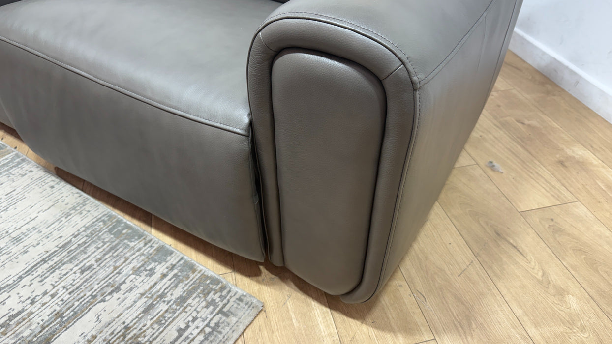 Sofology Premiere Leather 2.5 Seater Smart Console Power Recliner/Headrest in Trusty Embossed Grey