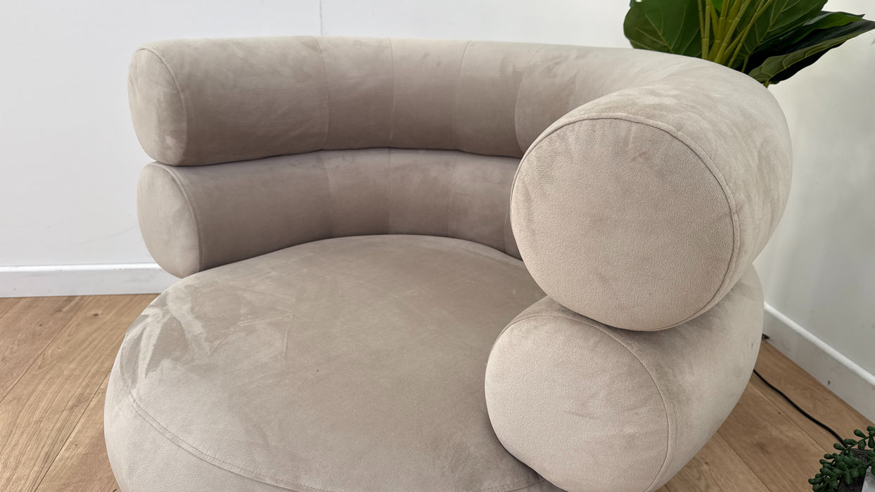 Sofology The Fitzrovia Fabric Accent Chair in Matt Velvet Stone All Over Without Trim