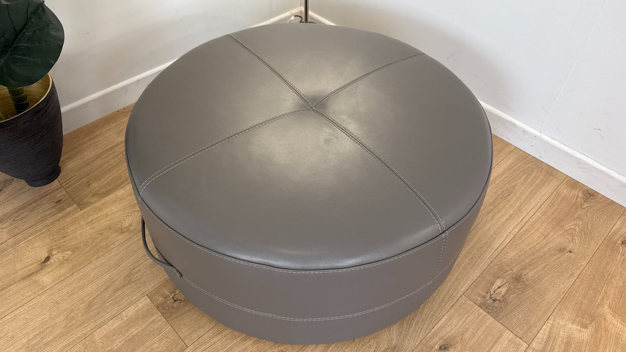 lucca - Leather Footstool  - Grey