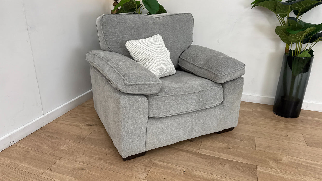 Sofology Brixton Fabric Chair in Linen Look Chenille Grey Mix