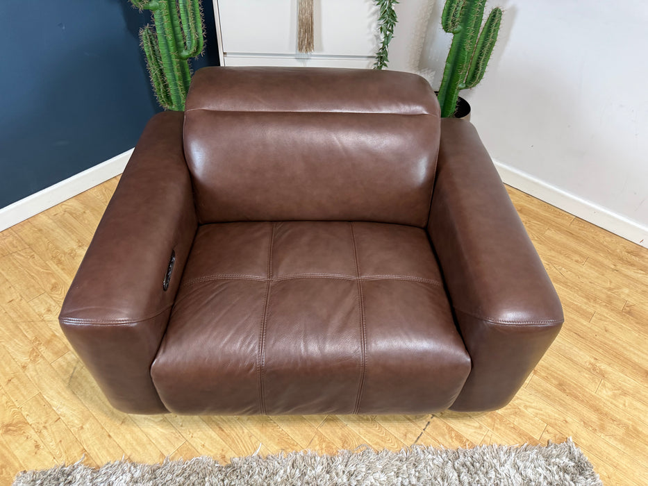 Marvella Loveseat Power Headrest Power Recliner Leather Chocolate (WA2)