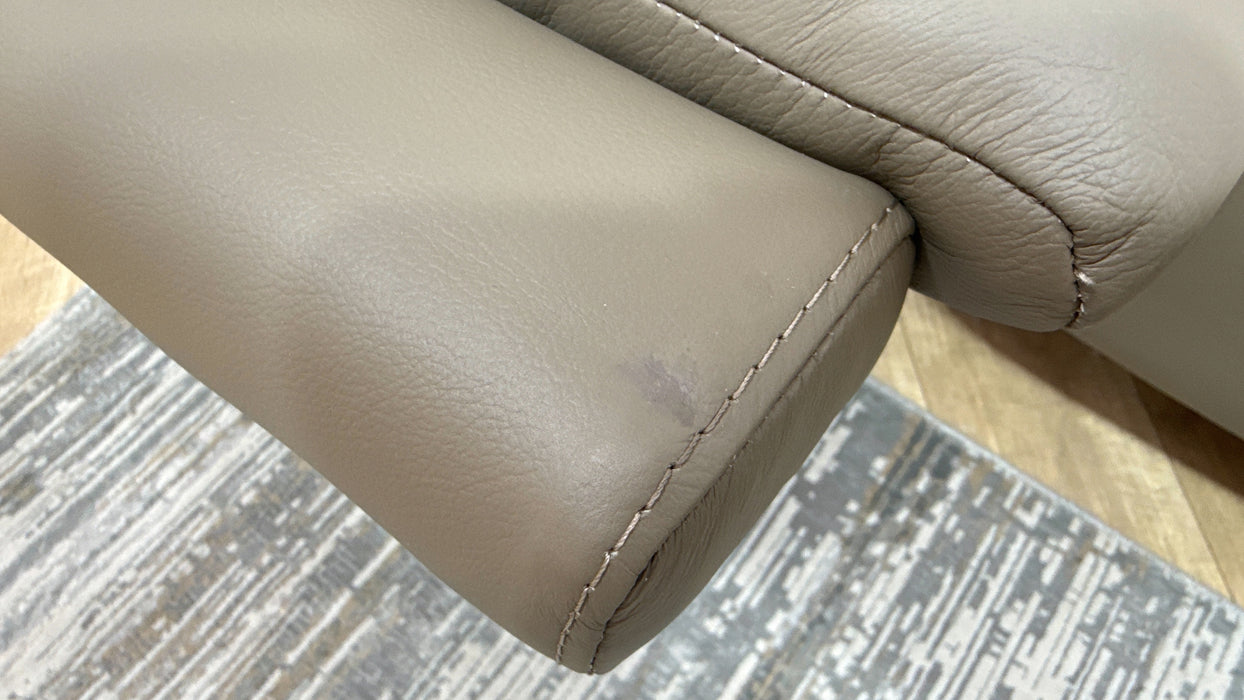 Sofology Larsen 3 Seater Chaise Leather Power Recliner/Headrest in Trusty Matt Taupe