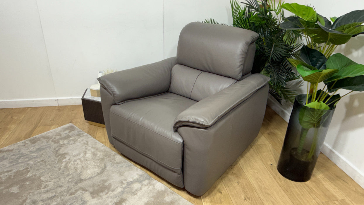Sofology Hugo Leather Chair Power Recliner/Headrest in Trusty Embossed Elephant