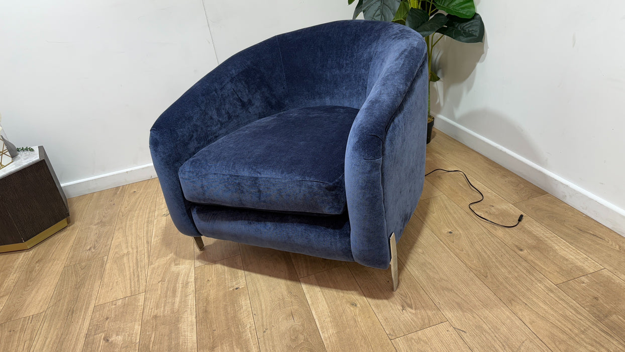 Sofology Oscar Fabric Accent Chair in Fine Textured Chenille Denim Mix