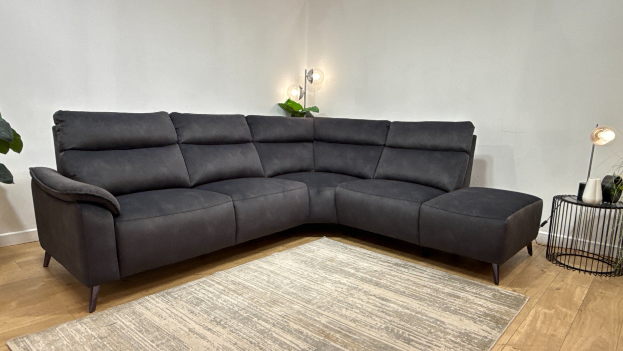 Sofology Arlo Fabric 3 Corner 1 .5 Chaise in Lifestyle Flecked Anthracite