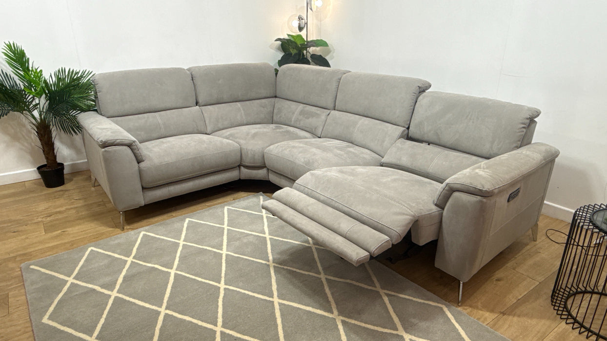 Sofology Illinois Fabric 1 Corner 2 Single Power Recliner/Headrest x 1 in Lifestyle Textured Grey