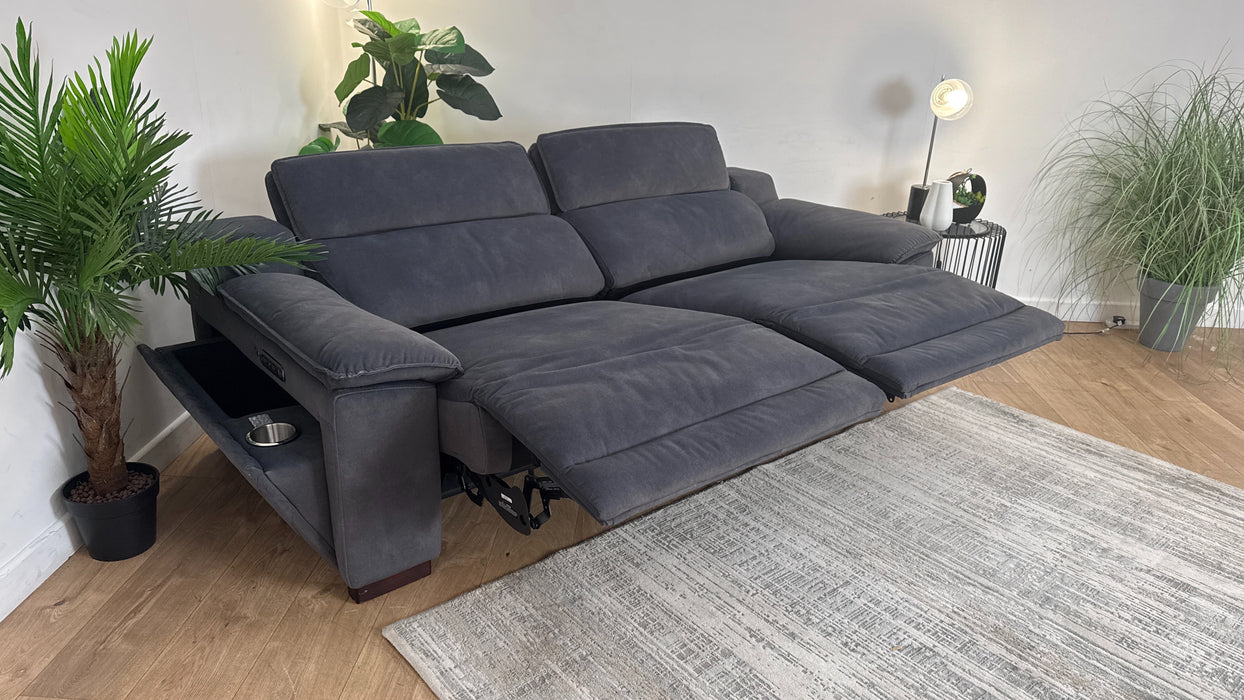 Sofology Benz Fabric 3 Seater Power Recliner/Headrest Heated Seat in Lifestyle Flecked Charcoal