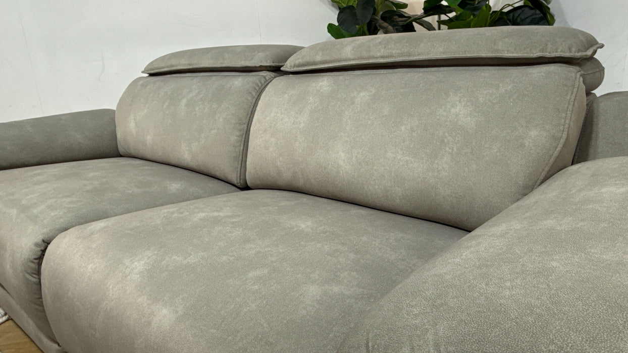 Sofology Benz Fabric 3 Seater Power Recliner/Headrest in Lifestyle Flecked Stone