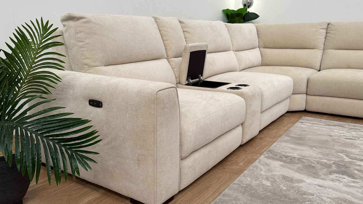 Sofology Santuary Fabric Corner Recliner and Chaise in Beige