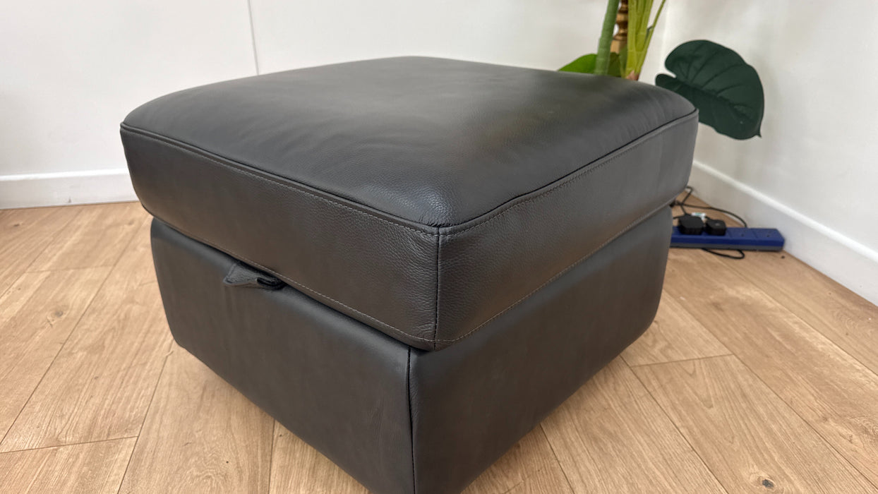 Sofology Muse Leather Designer Footstool in Trusty Embossed Navy