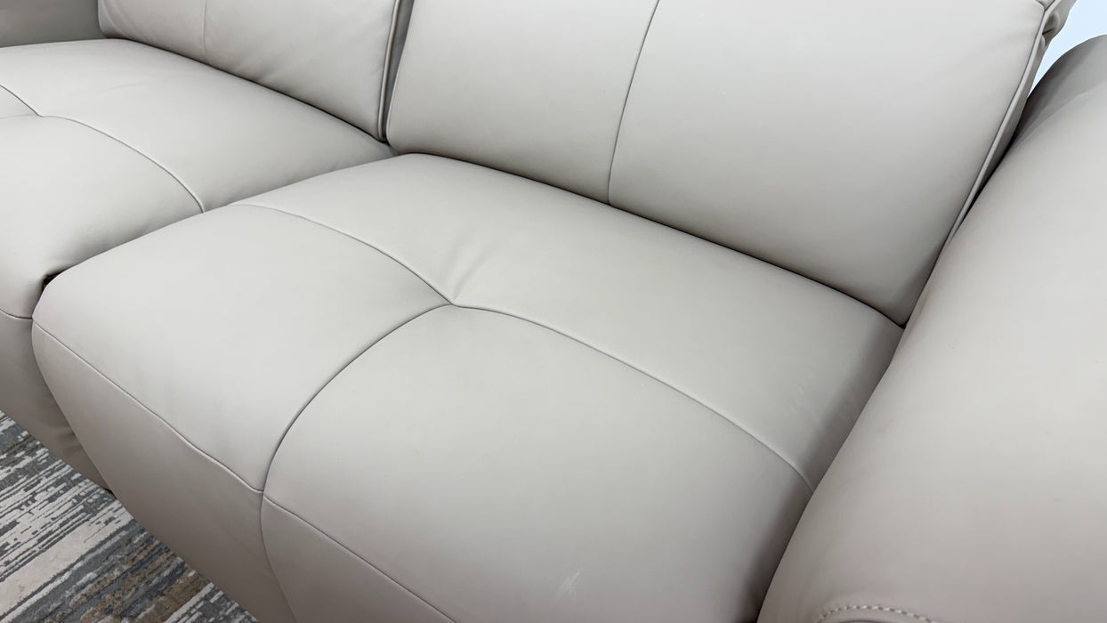 Sofology Riviera Leather 2.5 Seater Power Recliner/Headrest in Trusty Super Matt Putty