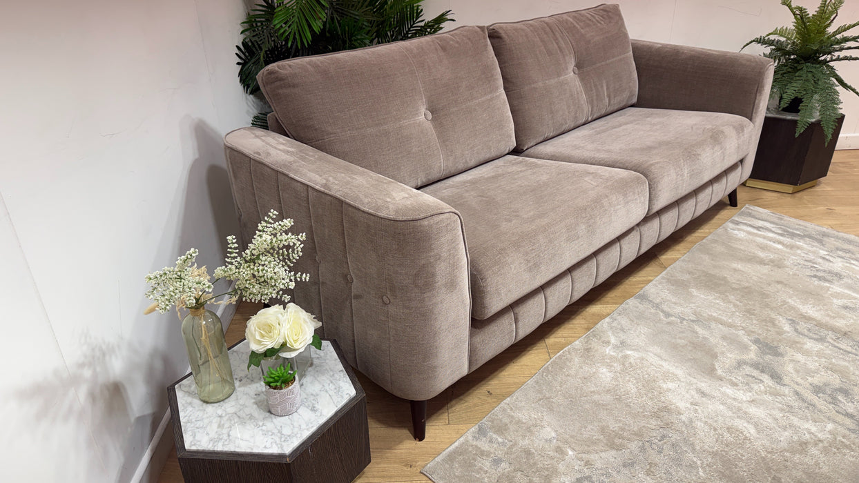 Sofology Remy Fabric 4 Seater in Soft Chenille Wicker Mix With Wicker Piping