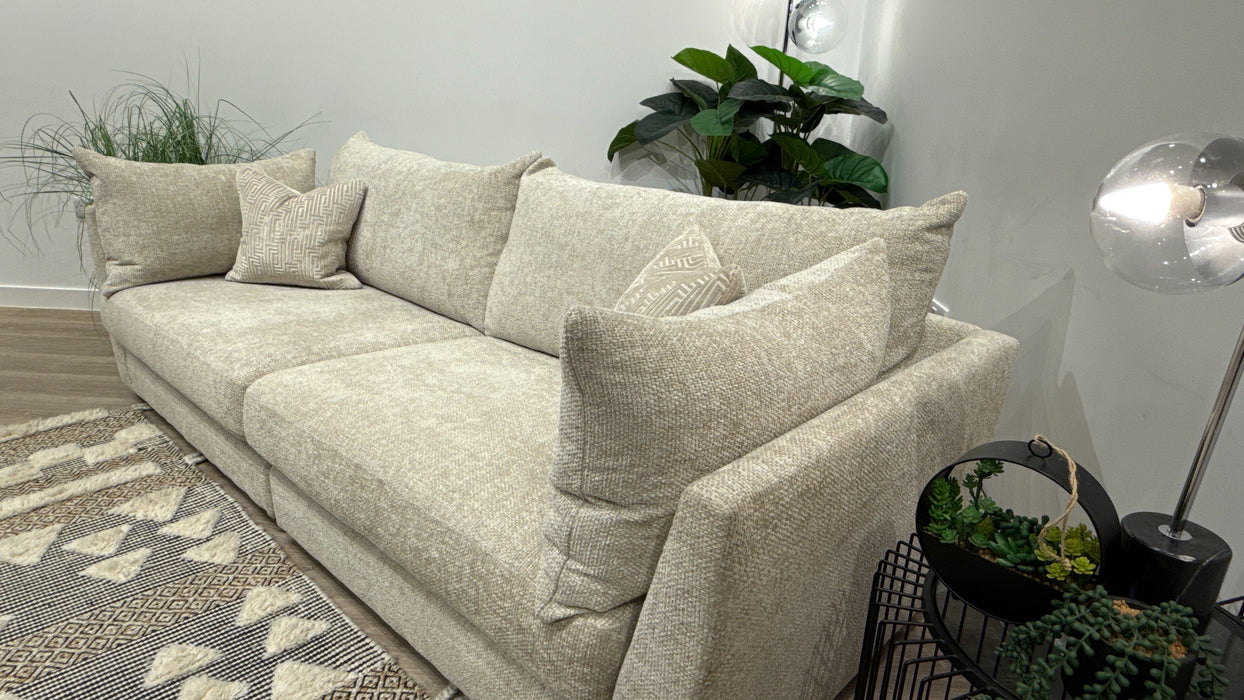Sofology The Tallulah 4 Seater Split Fabric Sofa in Basketweave Chenille Cream Mix