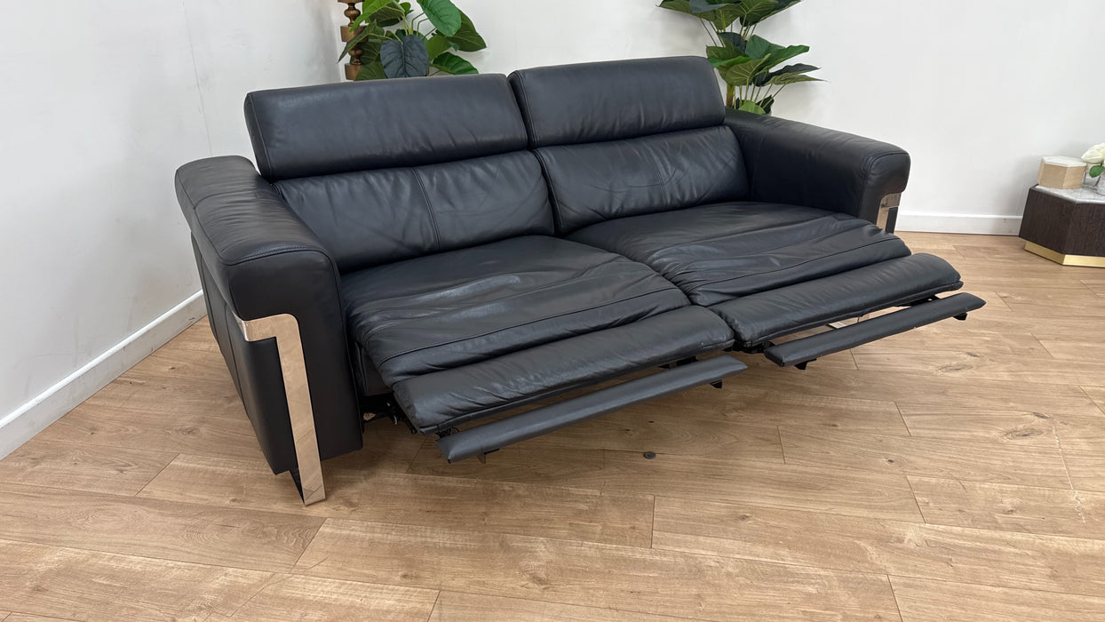 Sofology Moreno Leather 3 Seater Power Recliner in Jet Black