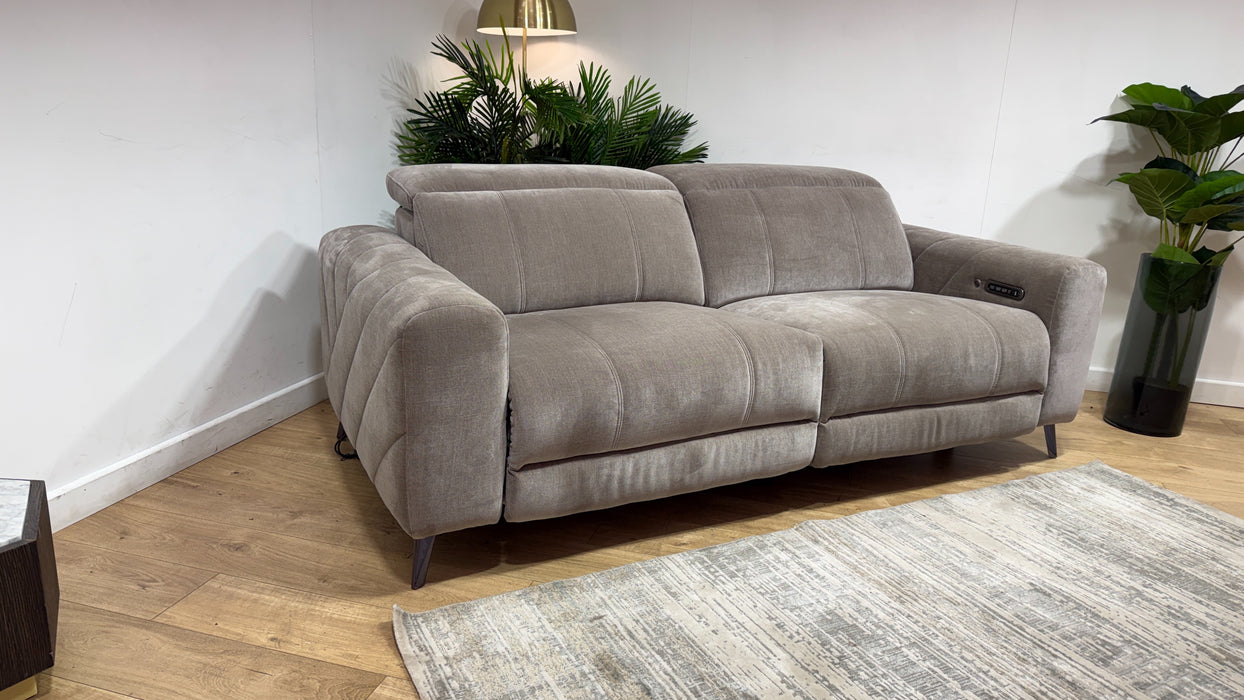 Sofology Allure Fabric 2.5 Seater Power Recliner/Headrest Heated Seats Lumbar Support in Relaxed Chenille Nutmeg
