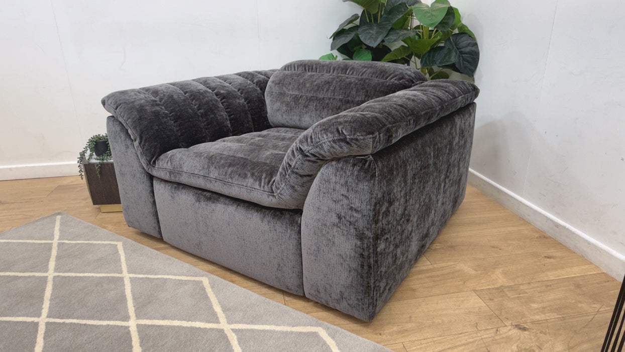 Sofology Olson Fabric Chair Power Recliner in Luxury Textured Chenille Anthracite