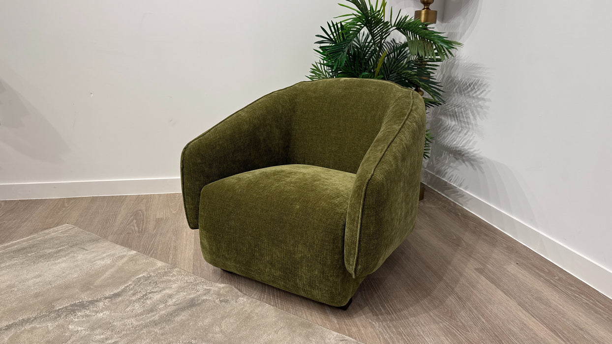 Sofology Larsen Fabric Chair in Chunky Linen Look Chenille Olive