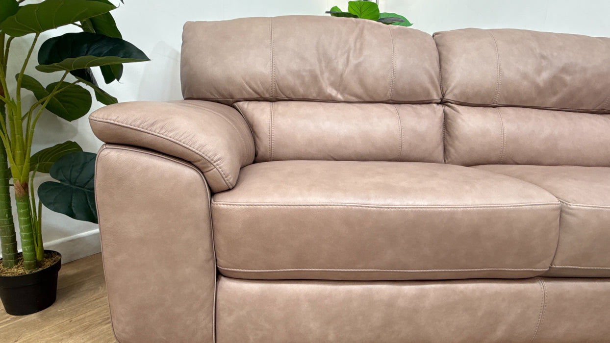 Sofology Santina Leather 3 Seater in Relaxed Soft Stone