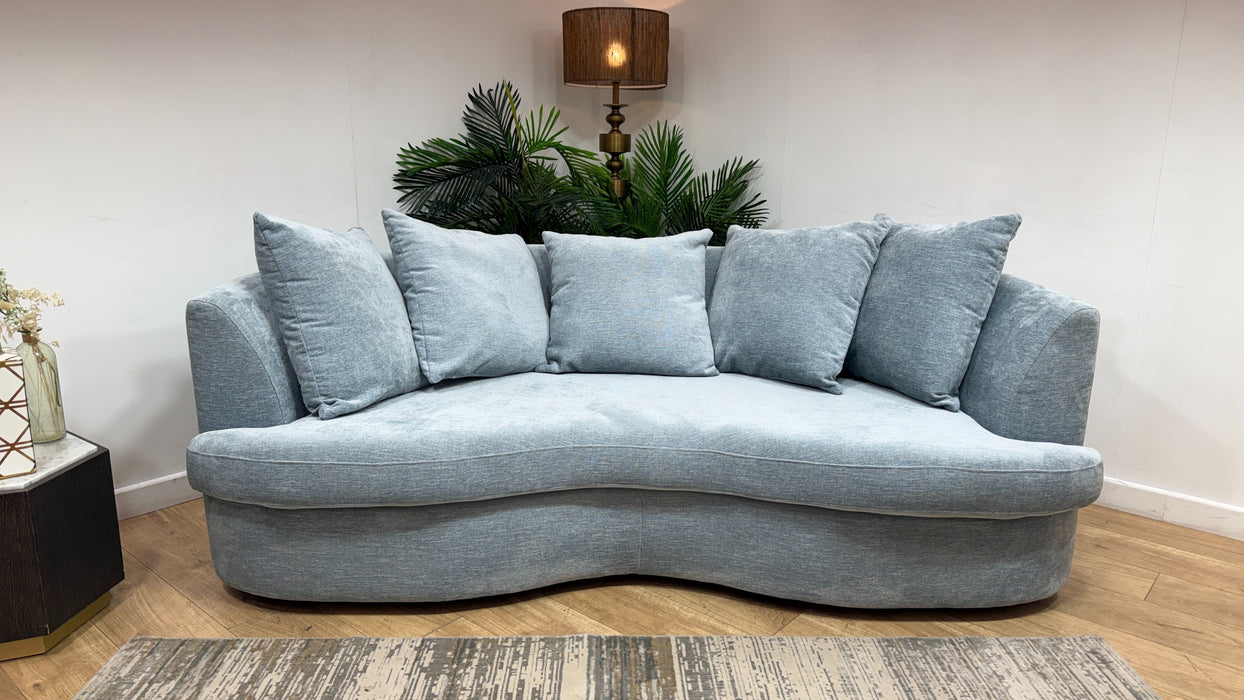 Sofology Chloe Fabric 4 Seater Pillow Back in Linen Look Chenille Sky Mix