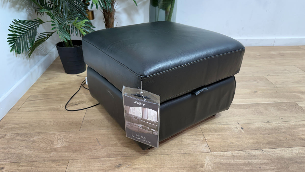 Sofology Cleveland Leather Storage Footstool in Trusty Embossed Jet Black