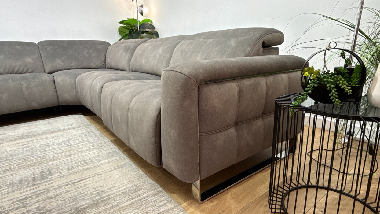 Sofology Marvella Fabric 1.5 Corner 3 Power Recliner/Headrest in Lifestyle Flecked Mocha
