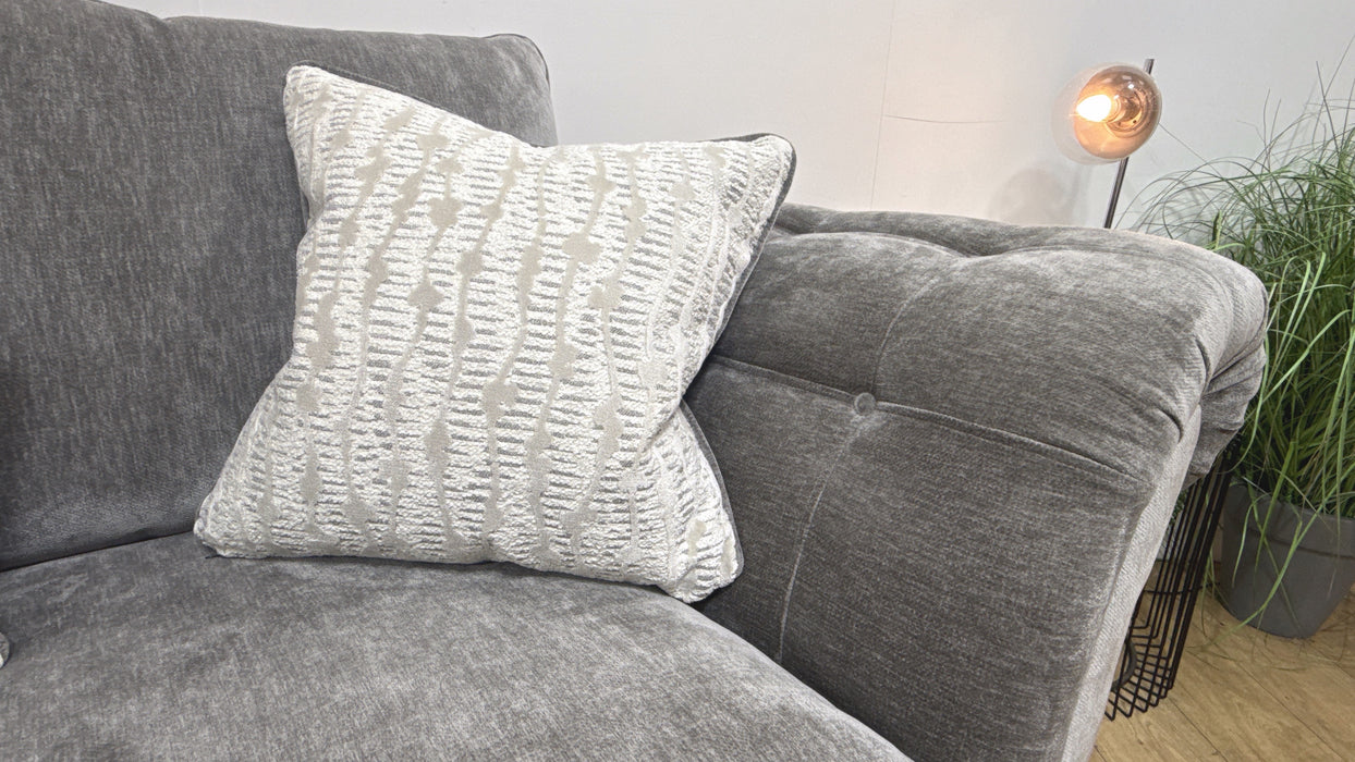 Sofology Highgrove Fabric 3 Seater Full Back Extra Flex Seats in Luxury Deep Pile Chenille Grey Mix