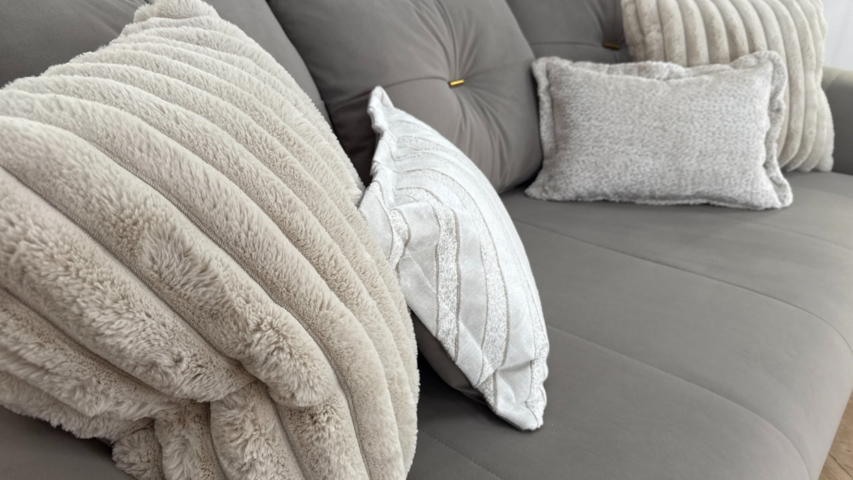 Sofology The Oscar 3 Seater Fabric Sofa in Super Matt Velvet Pebble Mix