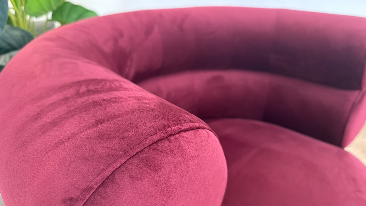 Sofology The Fitzrovia Swivel Chair in Matt Velvet Wine All Over Without Trim