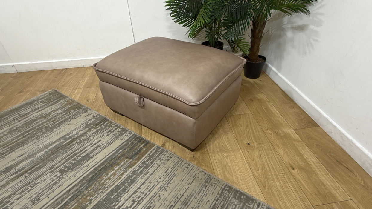 Sofology Embrace Large Storage Footstool in	Relaxed Soft Leather Stone