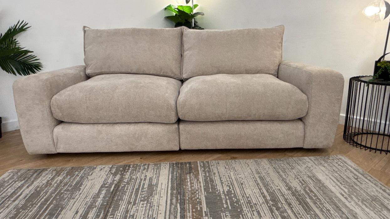 Sofology Haven Fabric 3 Seater Split Full Back Fibre/Foam Seats in Cosy Chenille Pebble